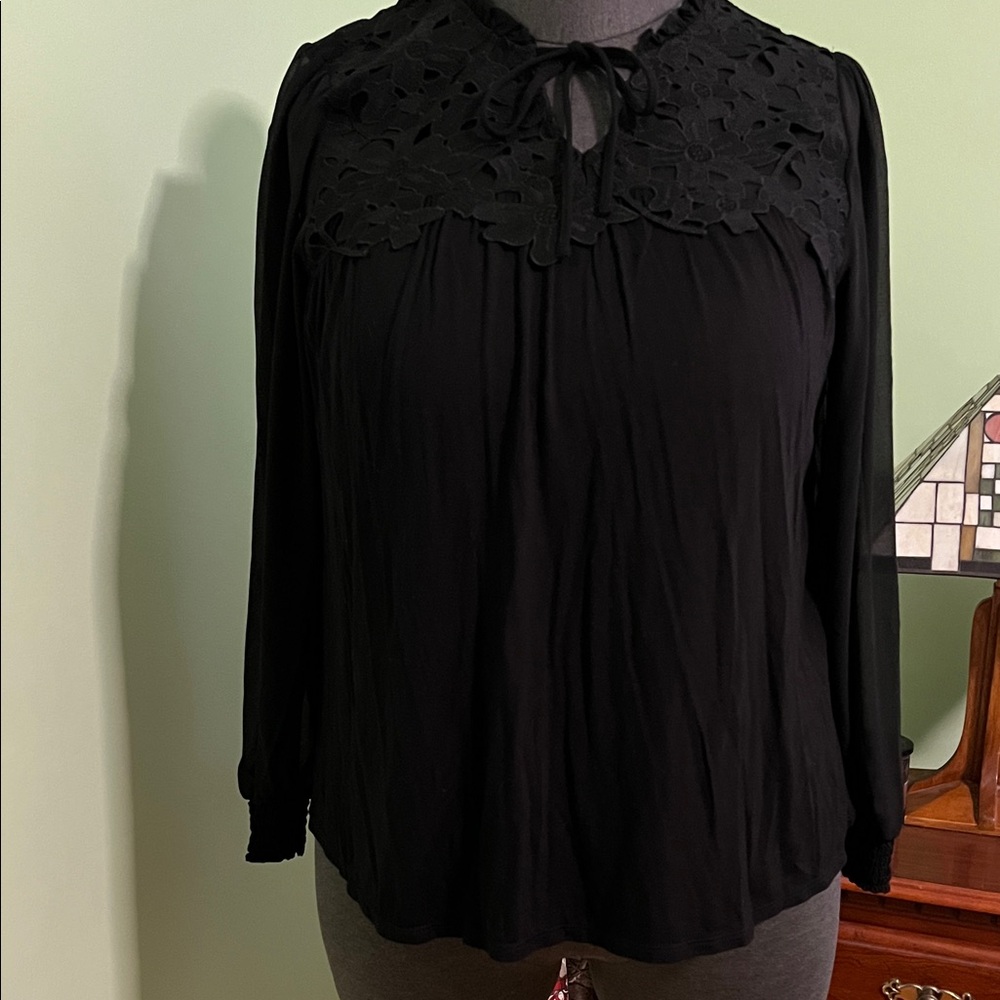 Torrid Black Lace Detail Blouse